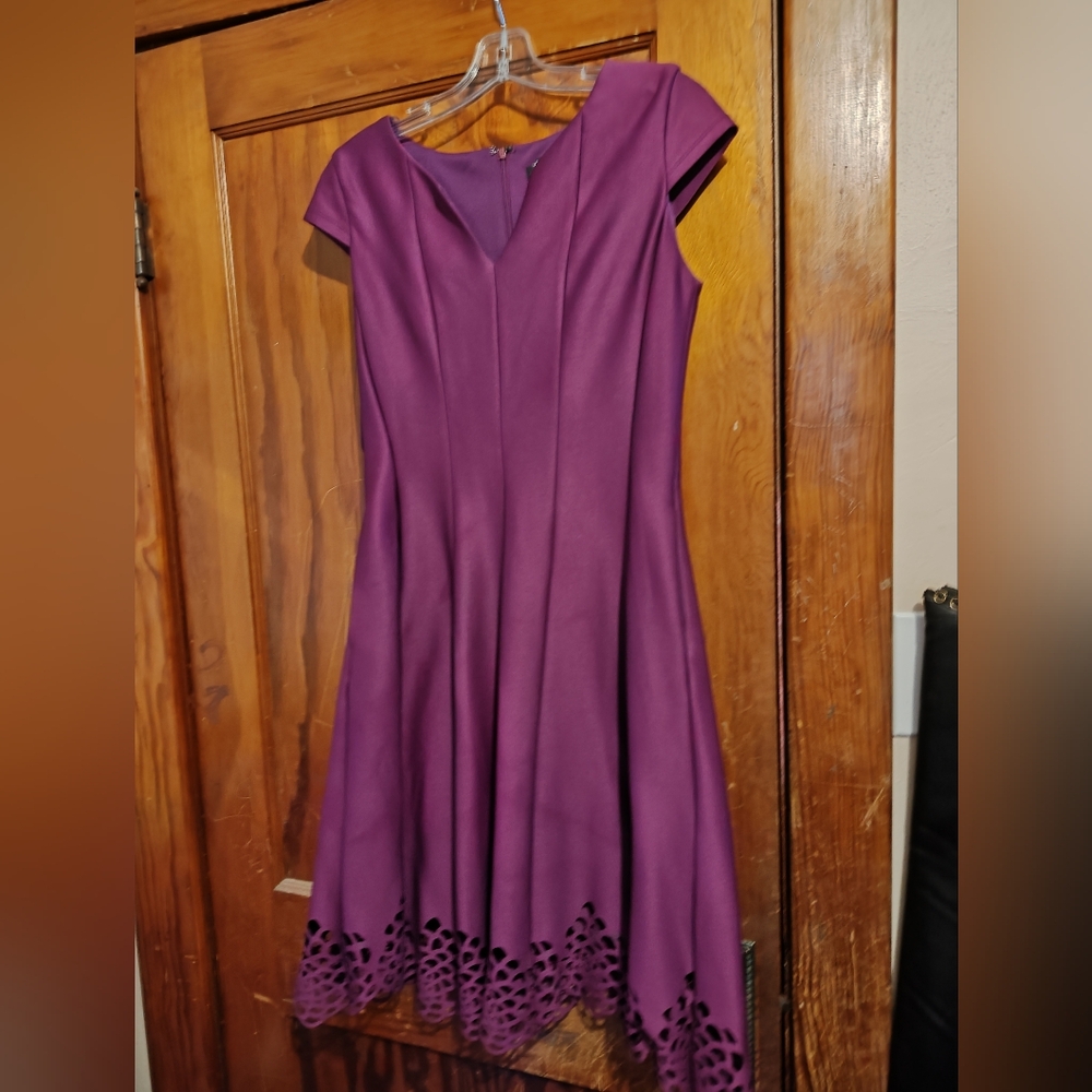 Roz&Ali Purple Cap Sleeve Dress Size 4
